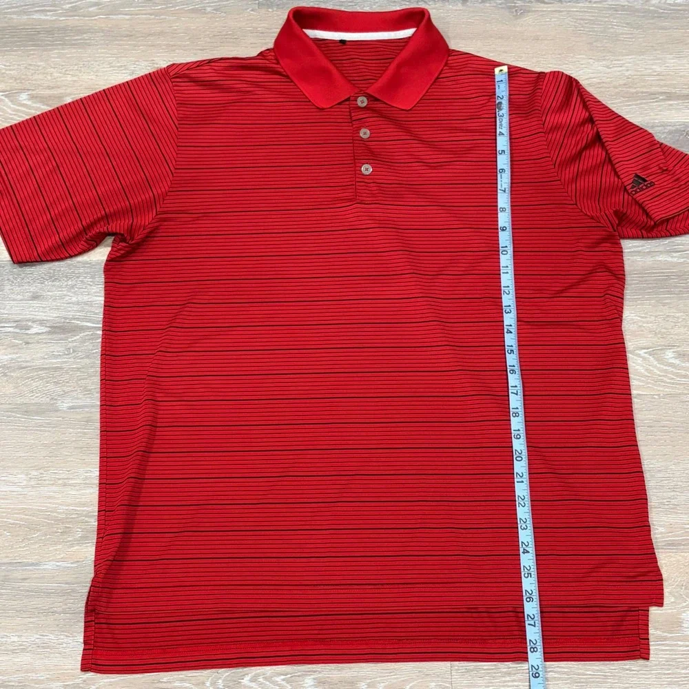 Adidas Mens Red Black Striped Short Sleeve Golf Polo Shirt XL
